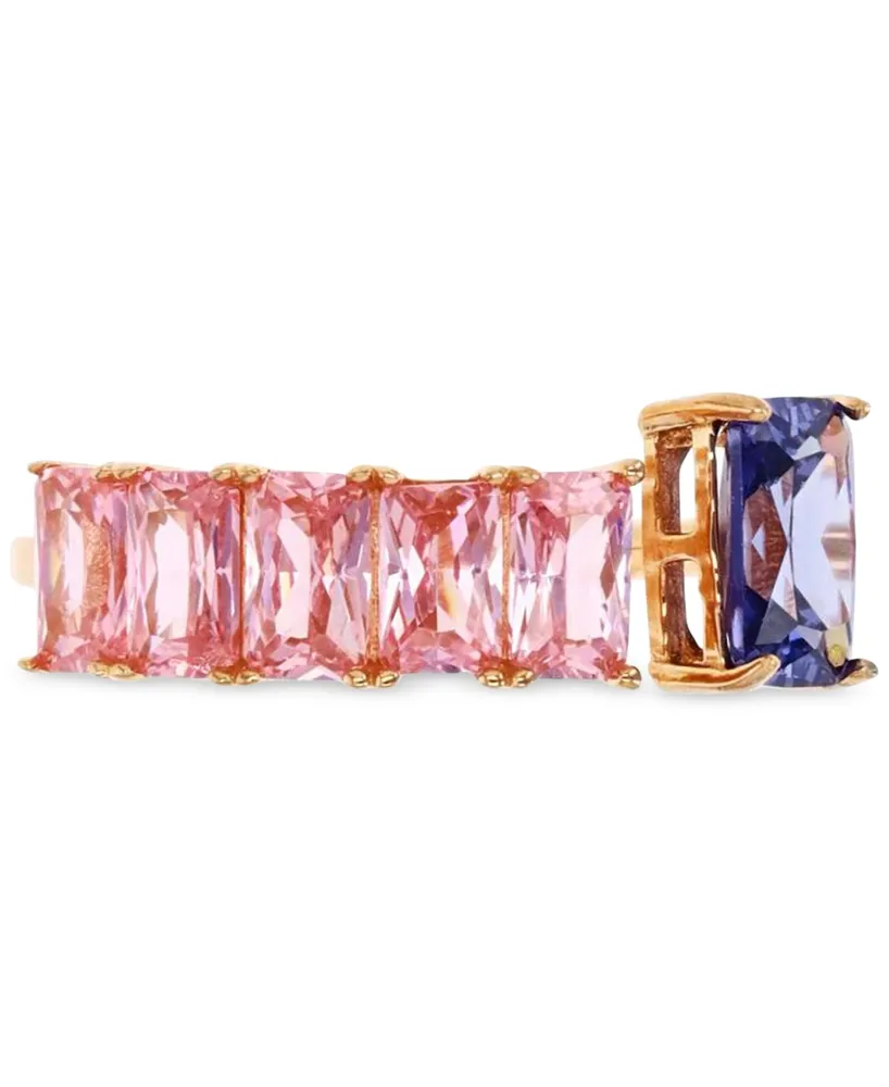 Pink & Purple Cubic Zirconia Ring 14k Rose Gold-Plated Sterling Silver