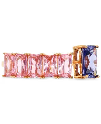 Pink & Purple Cubic Zirconia Ring 14k Rose Gold-Plated Sterling Silver
