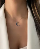 Le Vian Denim Ombre Sapphire (3/8 ct. t.w.) & White Sapphire Accent Crescent Moon 18" Pendant Necklace in 14k White Gold