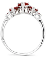 Lab-Grown Ruby Heart Graduated Ring (1-3/8 ct. t.w.) Sterling Silver