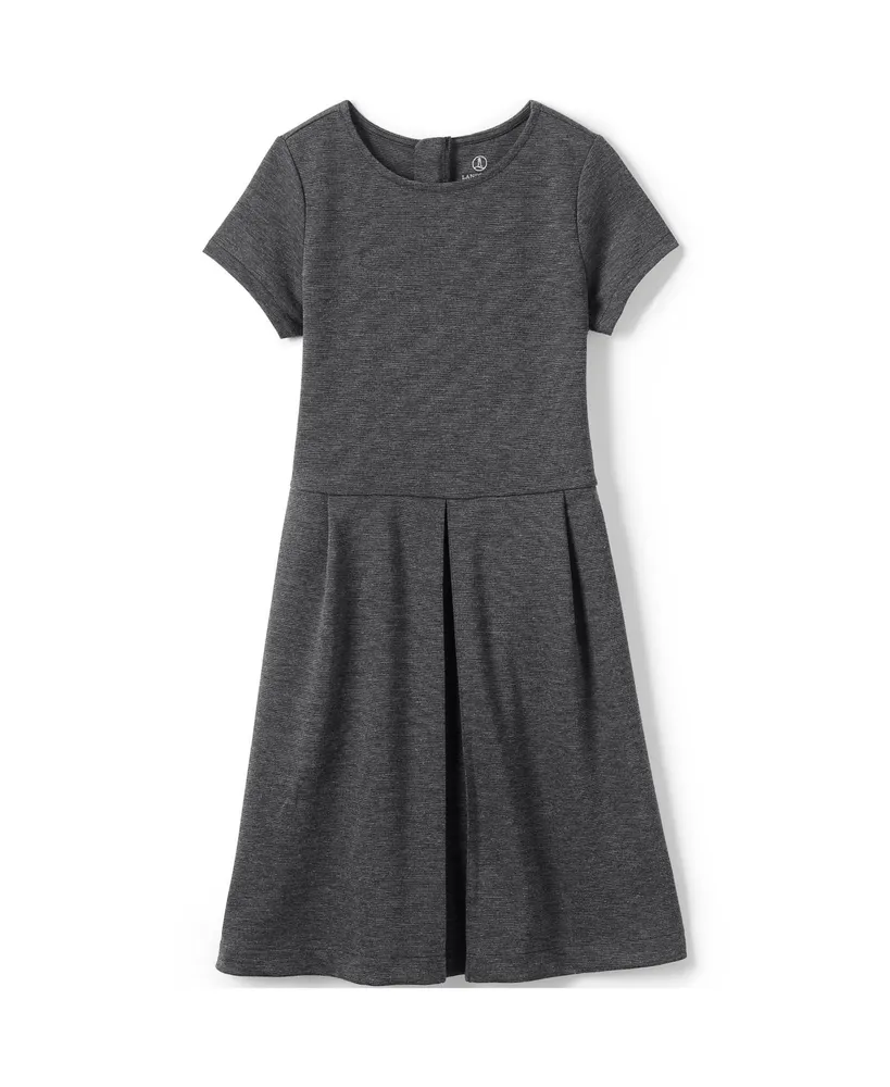 Lands' End Big Girls School Uniform Short Sleeve Ponte Dress Top of Knee