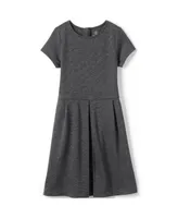 Lands' End Big Girls School Uniform Short Sleeve Ponte Dress Top of Knee