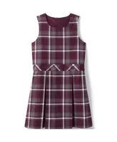 Lands' End Big Girls School Uniform Plaid Jumper Top of Knee