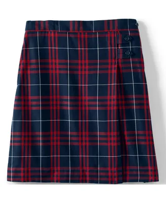 Lands' End Big Girls School Uniform Slim Plaid A-line Skirt Below the Knee