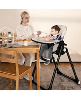 Costway Foldable Baby High Chair w/ Double Removable Trays