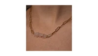 Joey Baby 18K Gold Plated Chain with Rose Quartz - Sandrine Necklace 17" For Women