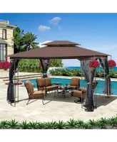 13 X 10 Outdoor Patio Gazebo Canopy Tent With Ventilated Double Roof And Mosquito Net