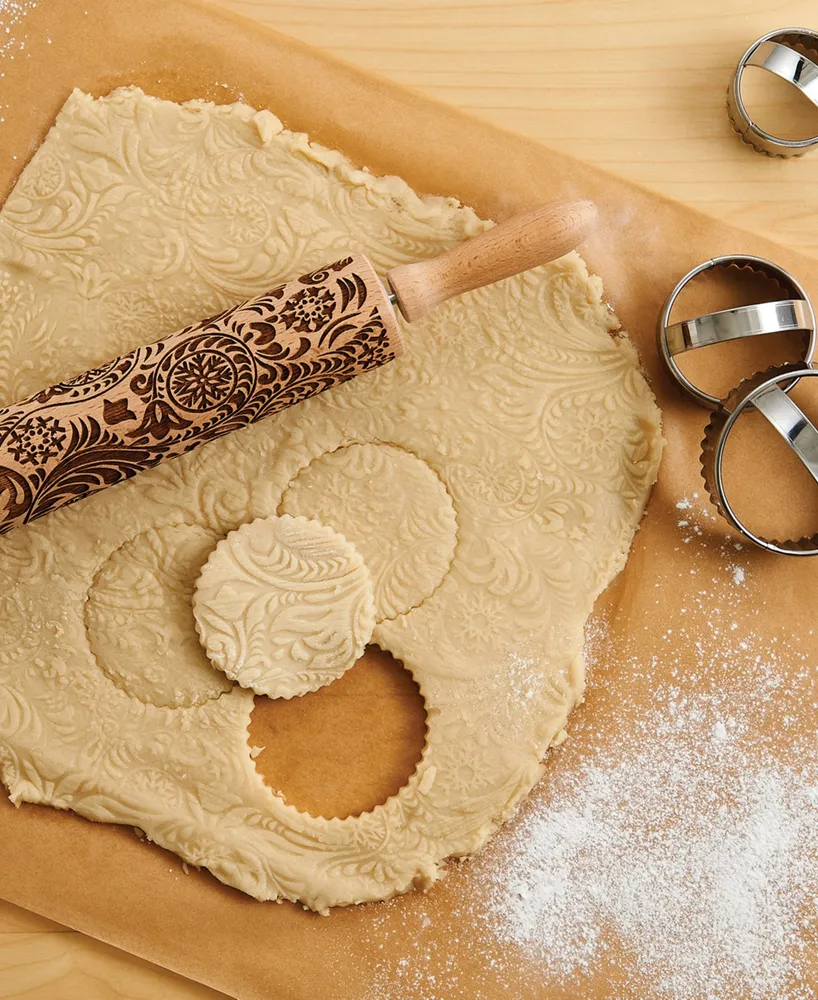 Mrs. Anderson's Baking Paisley Design Embossing Rolling Pin European Beechwood