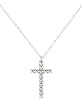 Diamond Beaded Cross 18" Pendant Necklace 10k Gold