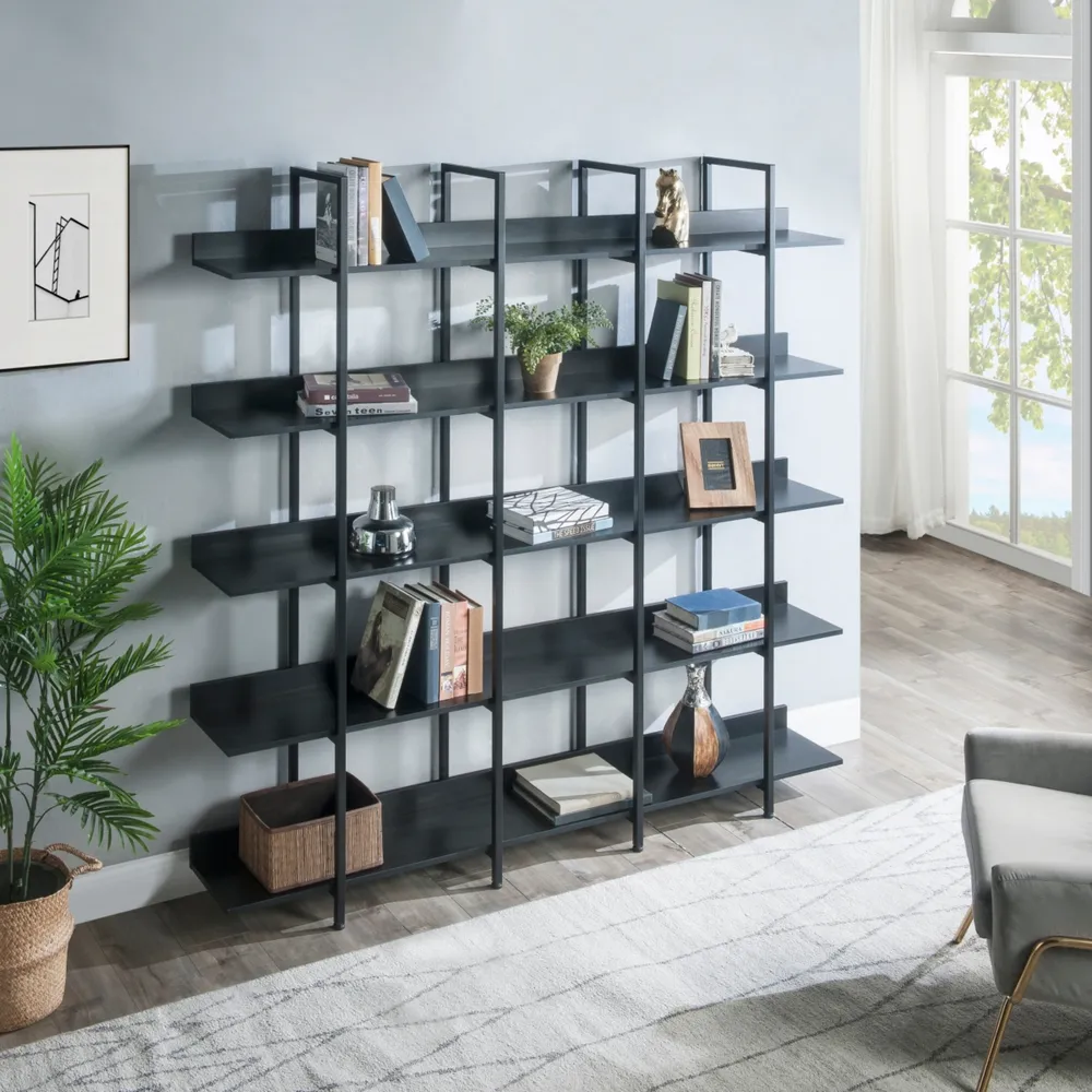 Simplie Fun 5 Tier Bookcase Home Office Open Bookshelf