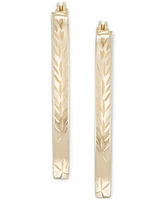 Textured Rectangular Hoop Earrings in 10k Gold