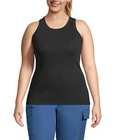 Lands' End Plus Rib Crew Neck Tank Top