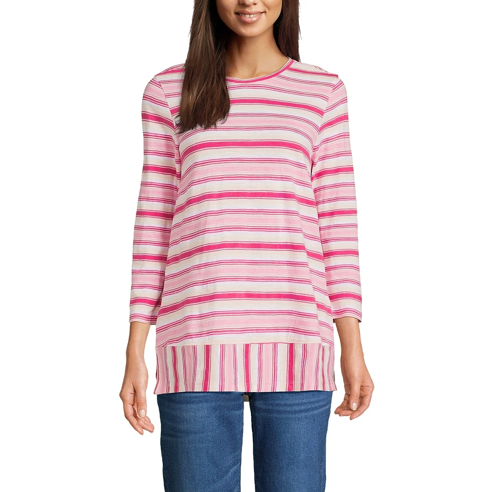 Lands' End Women's 3/4 Sleeve Slub Jersey Swing Tunic