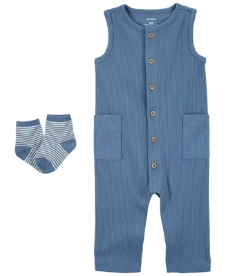 Carter's Baby Boys Jumpsuit and Socks, 2 Piece Set