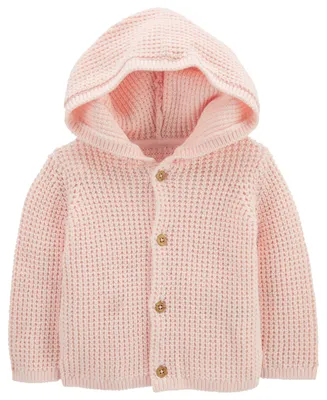 Carter's Baby Girls Hooded Button Down Long Sleeved Cardigan