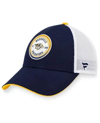 Men's Fanatics Navy, White Nashville Predators Iconic Gradient Trucker Snapback Hat