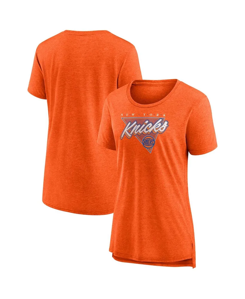 Women's Fanatics Heathered Orange New York Knicks True Classics Tri-Blend T-shirt