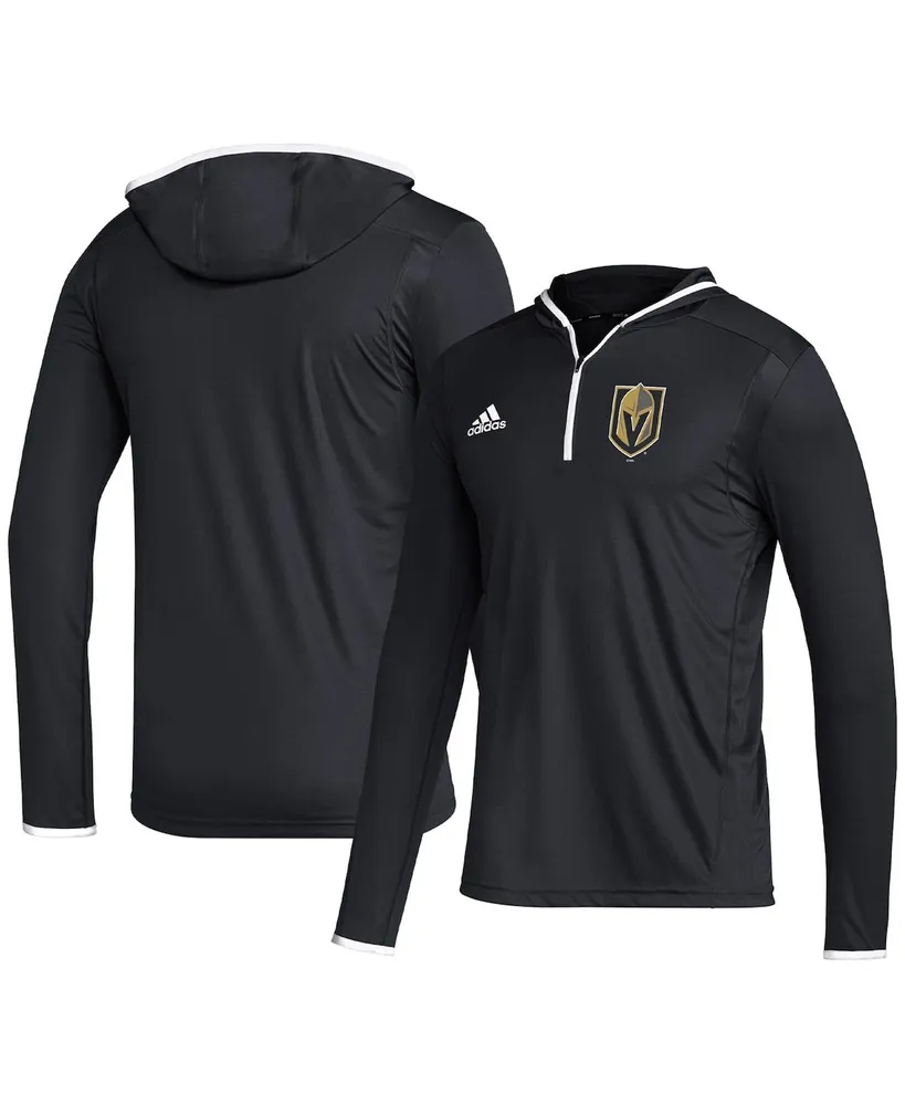 Men's adidas Black Vegas Golden Knights Team Long Sleeve Quarter-Zip Hoodie T-shirt