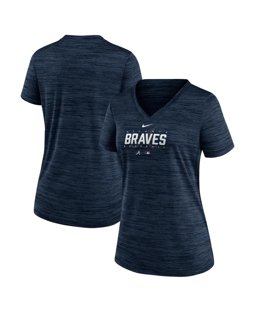 Women's Nike Navy Atlanta Braves Authentic Collection Velocity Practice Performance V-Neck T-shirt