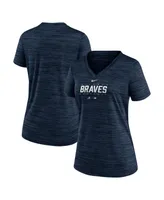 Women's Nike Navy Atlanta Braves Authentic Collection Velocity Practice Performance V-Neck T-shirt