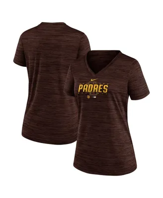 Women's Nike Brown San Diego Padres Authentic Collection Velocity Practice Performance V-Neck T-shirt