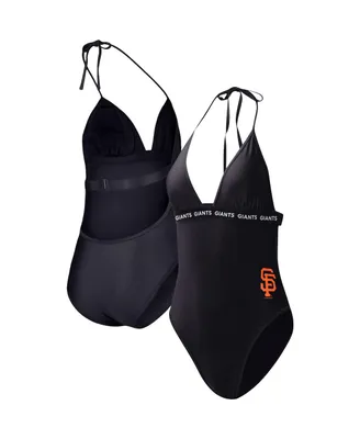 Women's G-iii 4Her by Carl Banks Black San Francisco Giants Full Count One-Piece Swimsuit