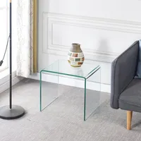 Simplie Fun Small Clear Glass Side & End Table, Tempered Glass End Table Small Coffee Table