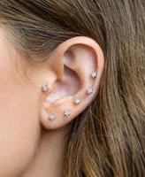 Girls Crew Faux Cubic Zirconia Milky Blue Star Stud Earrings