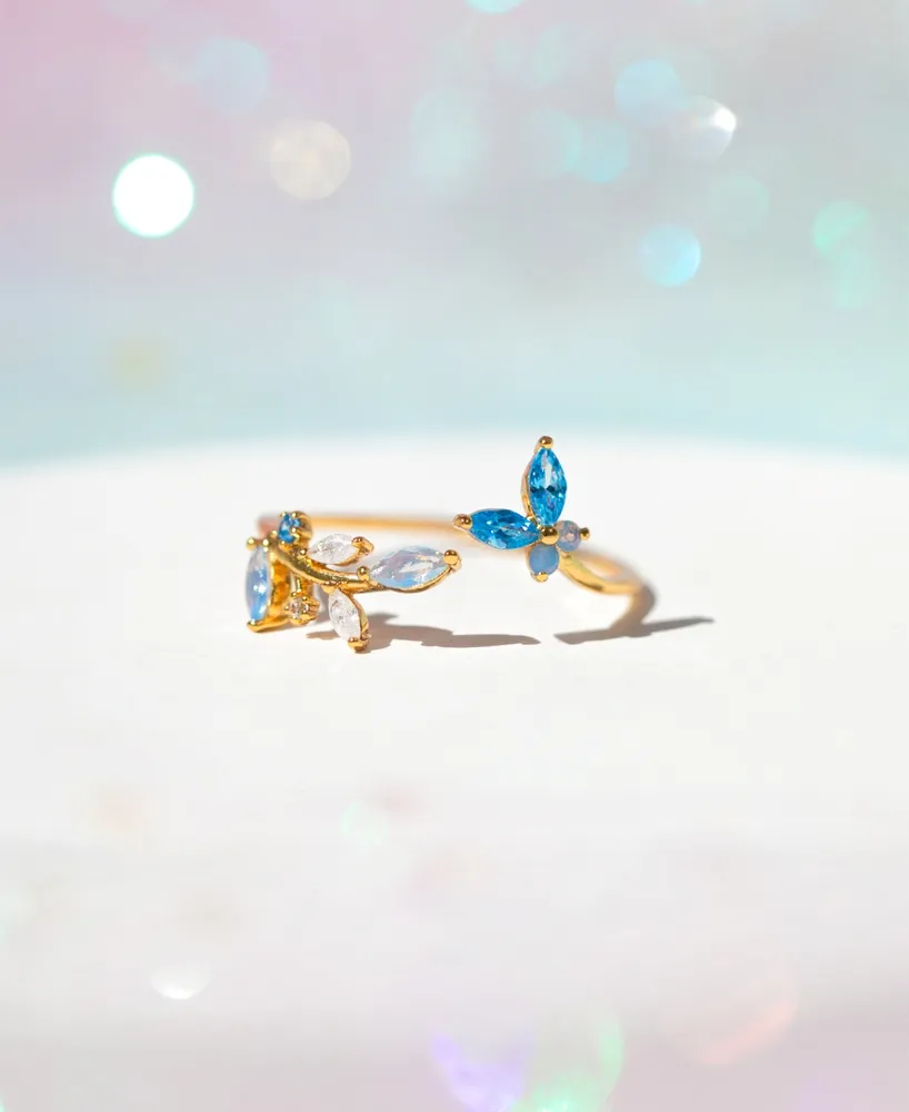 Girls Crew Crystal Blue Perfect Petal Butterfly Ring
