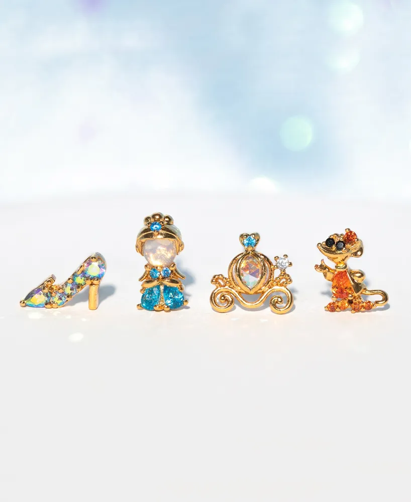 Girls Crew Crystal Multi-Color Disney Princess Cinderella Stud Earring Set