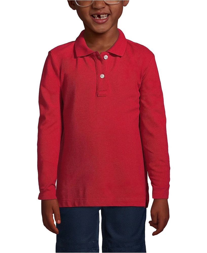 Lands' End Girls Long Sleeve Feminine Fit Mesh Polo Shirt