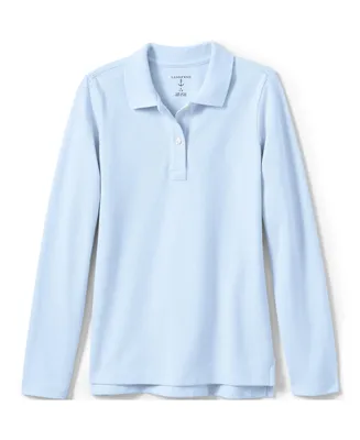 Lands' End Girls Long Sleeve Feminine Fit Mesh Polo Shirt