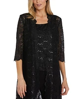 R & M Richards 3-Pc. Sequined Lace Pantsuit Jacket