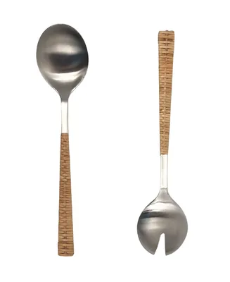 Artifacts Trading Company Rattan Stainless Steel 2 Piece Serving Set with Gift Box