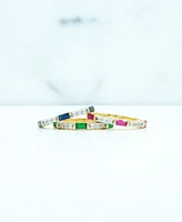 Lab-Grown Emerald (1/3 ct. t.w.) & Lab-Grown White Sapphire (1/5 ct. t.w.) Stack Ring in 14k Gold-Plated Sterling Silver