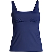 Lands' End Women's Mastectomy Square Neck Tankini Swimsuit Top Adjustable Straps