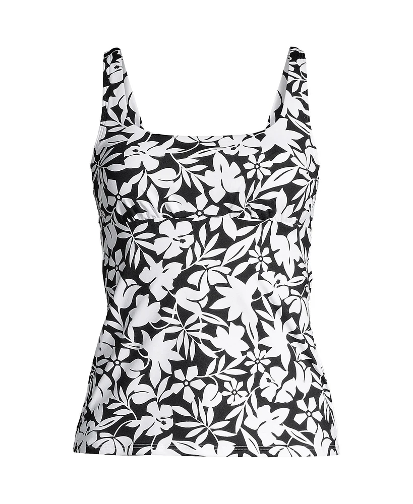 Lands' End Women's D-Cup Chlorine Resistant Square Neck Underwire Tankini Swimsuit Top