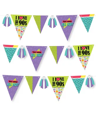 Big Dot of Happiness 90's Throwback Diy 1990s Party Pennant Garland Decoration Triangle Banner 30 Pc - Assorted Pre