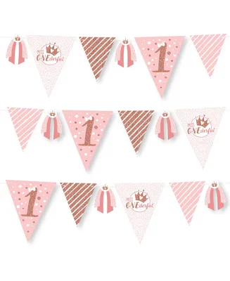 1st Birthday Little Miss Onederful First Birthday Party Triangle Banner 30 Pc