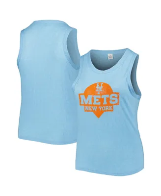 Women's Soft As A Grape Light Blue New York Mets Plus Size High Neck Tri-Blend Tank Top