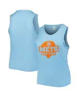 Women's Soft As A Grape Light Blue New York Mets Plus High Neck Tri-Blend Tank Top