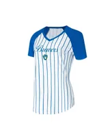 Women's Concepts Sport White Milwaukee Brewers Reel Pinstripe Nightshirt