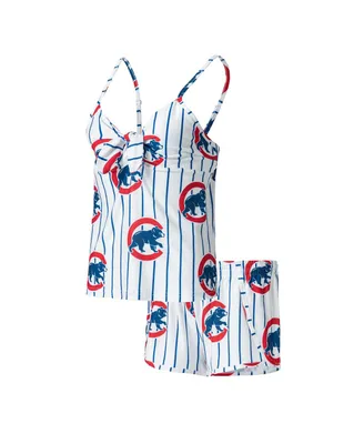 Women's Concepts Sport White Chicago Cubs Reel Allover Print Tank Top and Shorts Sleep Set