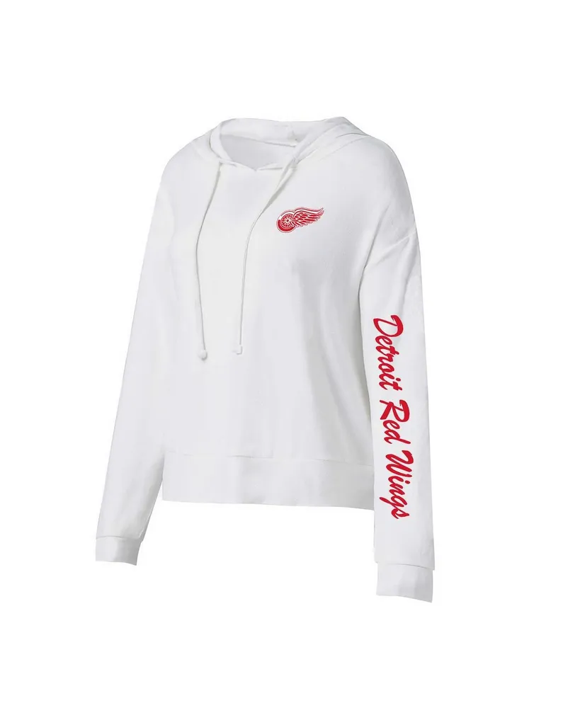 Women's Concepts Sport White Detroit Red Wings Accord Hacci Long Sleeve Hoodie T-shirt