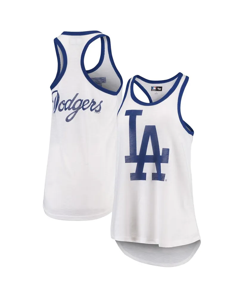 Women's G-iii 4Her by Carl Banks White Los Angeles Dodgers Tater Racerback Tank Top