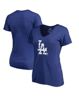 Women's Fanatics Royal Los Angeles Dodgers Splatter Logo V-Neck T-shirt