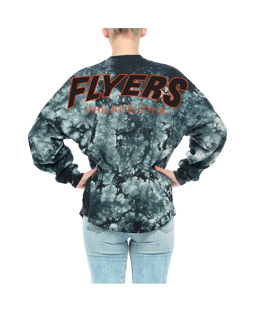 Women's Fanatics Black Philadelphia Flyers Crystal-Dye Long Sleeve T-shirt