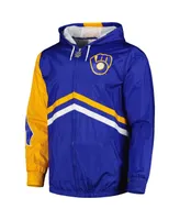 Men's Mitchell & Ness Royal Milwaukee Brewers Undeniable Full-Zip Hoodie Windbreaker Jacket