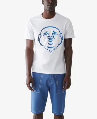 True Religion Men's Short Sleeve Ombre Buddha Face T-shirt