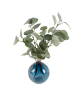 Flora Bunda 15.5" H Silver-Tone Dollar Leaf in 4.75" H Glass Vase